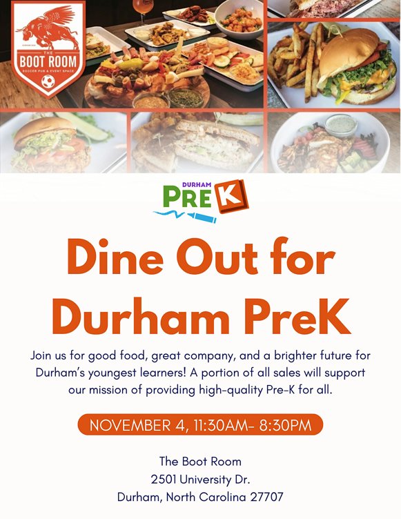 Durham PreK Dine Out Fundraiser