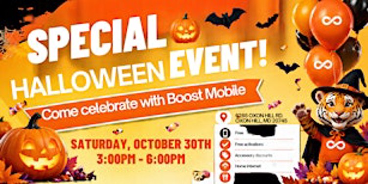 Get ready for a spooky afternoon of Halloween fun at Boost Mobile! ️️