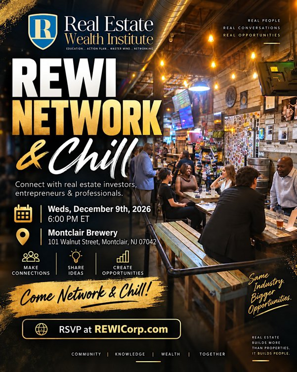Real Estate Networking Event- REWI Network & Chill-Greater Newark