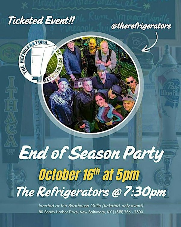Boathouse Grille End of the Season Party with music by The Refrigerators