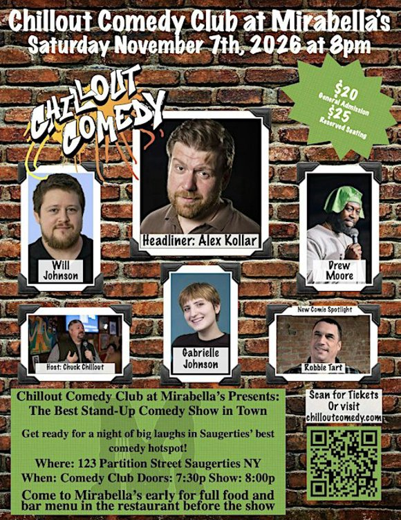Chillout Comedy Club at Mirabella’s: Live Stand-Up Comedy in Saugerties!!