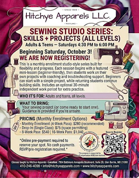 Sewing Studio Series: Skills + Projects (All Levels) — Adults & Teens