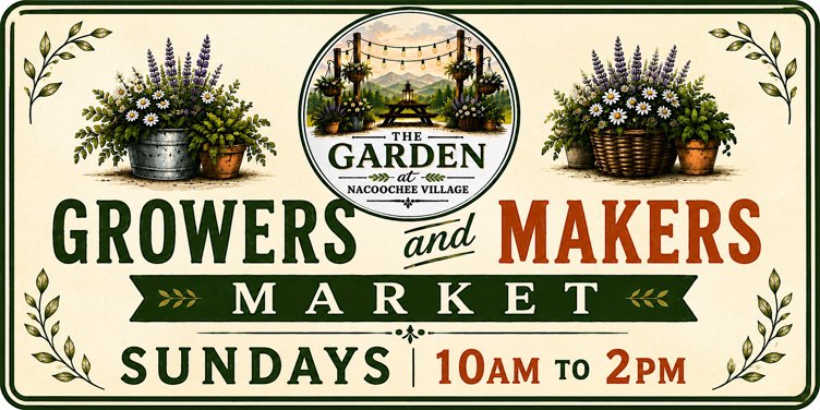 Growers & Makers Market in The Garden at Nacoochee Village Helen, Georgia