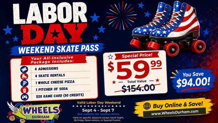 Labor Day Weekend Family Skate Pass 🎉 $154 Value for Only $59.99!