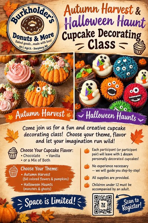 Autumn Harvest & Halloween Haunts Cupcake Decorating class