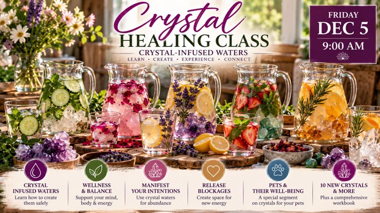 Crystal Class - Waters and Elixirs! Heal with the power of Crystals!